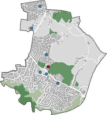 Map showing the ward of Hale Barns and Timperley South boundary.